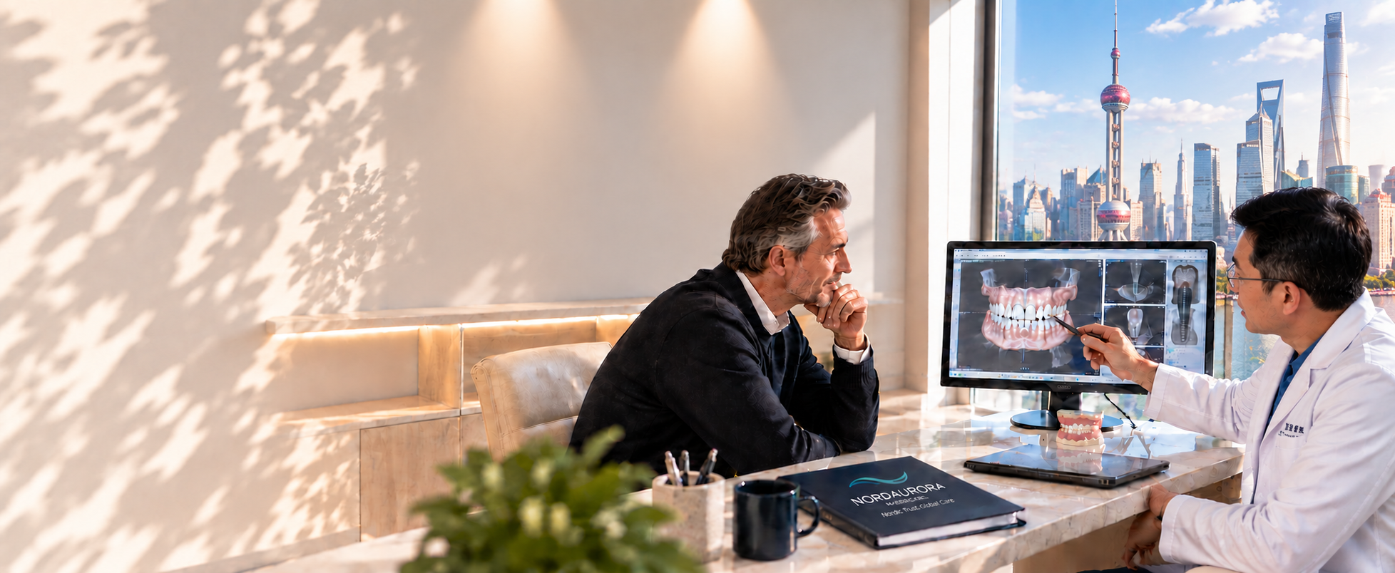 A calm dental care consultation setting